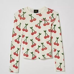 Teddy Fresh Fruity Long Sleeve Cherry Top - Cream